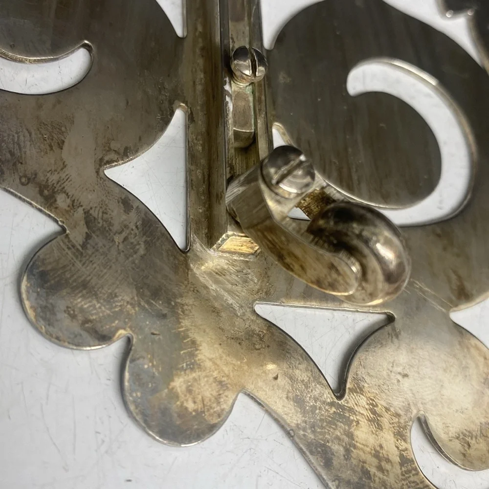 Silverplated Adjustable Footed Trivet Stamped FOOF 10”